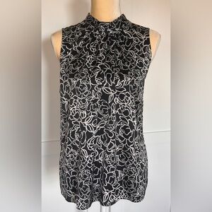 White House Black Market Black and White Floral Blouse